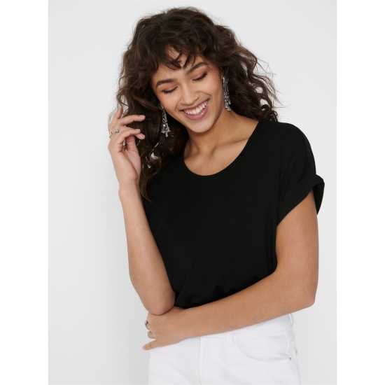 Only Moster O-Neck Top Черно Дамски тениски и фланелки
