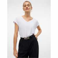 Vero Moda Short Sleeve V-Neck Ярко бяло Дамски тениски и фланелки