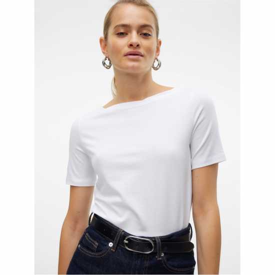Vero Moda Short Sleeve T-Shirt Ярко бяло Дамски тениски и фланелки