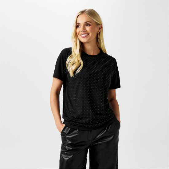 Biba Diamante T-Shirt Черно Дамски тениски и фланелки