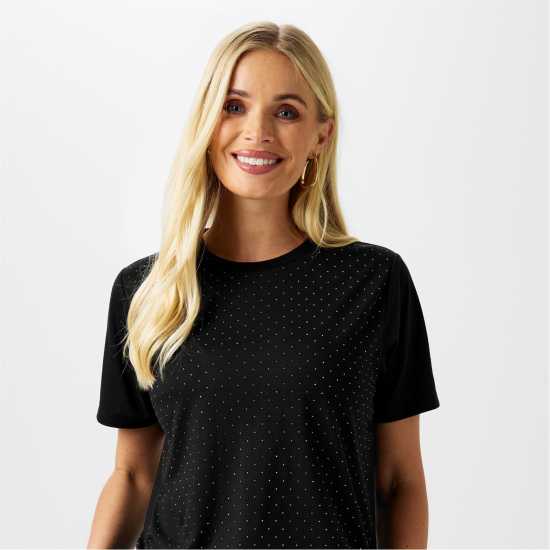 Biba Diamante T-Shirt Черно Дамски тениски и фланелки