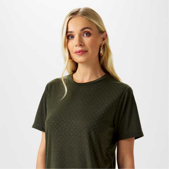 Дамски тениски и фланелки Biba Diamante T-Shirt Хаки Biba Diamante T-Shirt Хаки Дамски тениски и фланелки