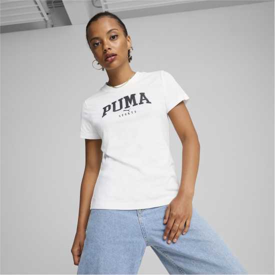 Puma Squad Graphic Tee T-Shirt Womens Пума Бяло Дамски тениски и фланелки