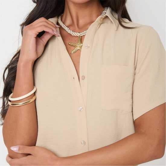 Дамски ризи и тениски I Saw It First Soft Crepe Short Sleeve Shirt I Saw It First Soft Crepe Short Sleeve Shirt Дамски ризи и тениски