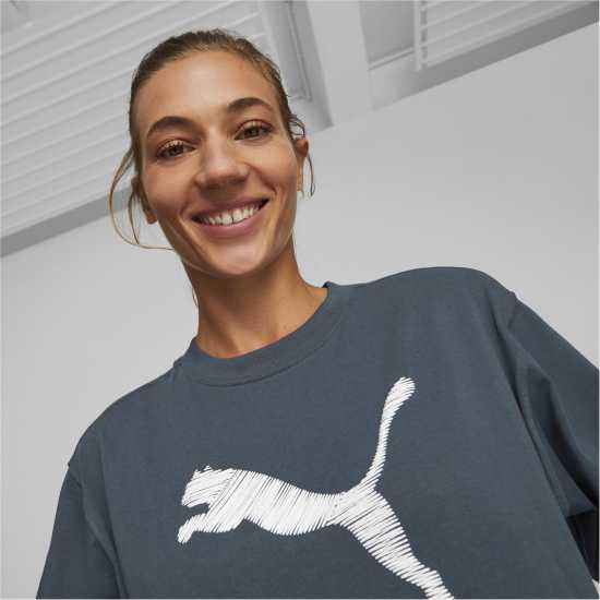 Puma Logo T-Shirt Womens Dark Night Holiday Essentials
