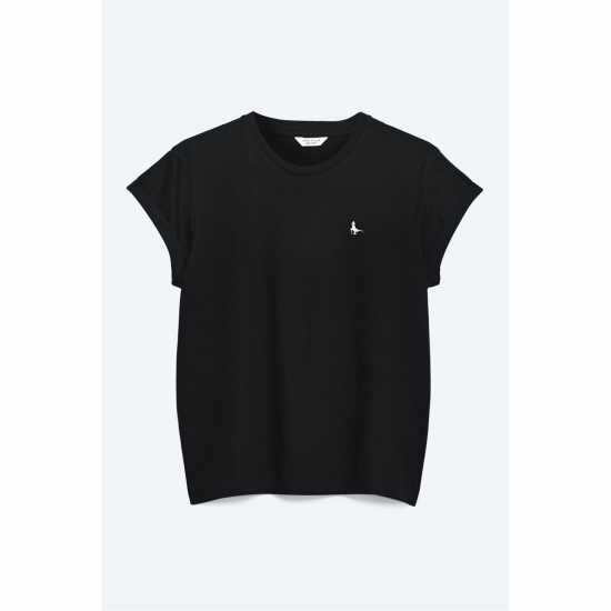 Jack Wills Endmoor Boyfriend T-Shirt Black Дамски тениски и фланелки