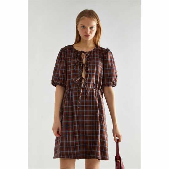 Дамски поли и рокли Glamorous Check Tie-Front Mini-Dress Glamorous Check Tie-Front Mini-Dress Дамски поли и рокли