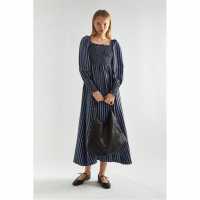 Glamorous Stripe Shirred Midi-Dress  Дамски поли и рокли