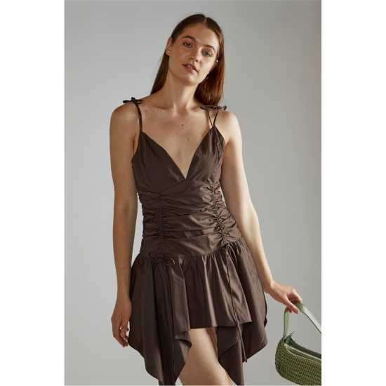 Дамски поли и рокли Narrated Brown V-Neck Mini-Dress Narrated Brown V-Neck Mini-Dress Дамски поли и рокли