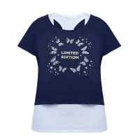 Miso Double Layer Regular Fit T-Shirt Navy / White 