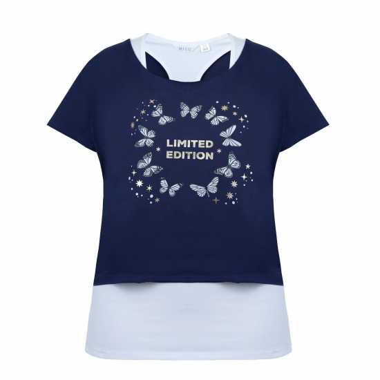 Miso Double Layer Regular Fit T-Shirt Navy / White 