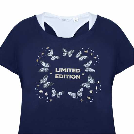 Miso Double Layer Regular Fit T-Shirt Navy / White 