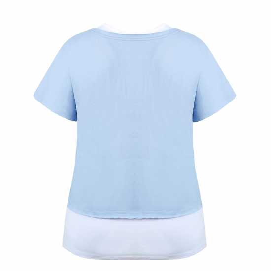 Miso Double Layer Regular Fit T-Shirt Синьо / Бяло 