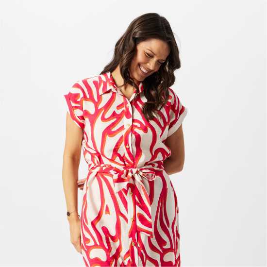 Biba Рокля-Риза Printed Shirt Dress Свирелно печат Дамски поли и рокли