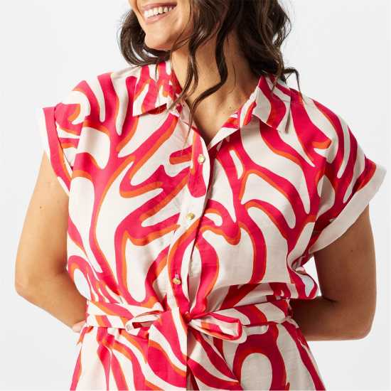 Biba Рокля-Риза Printed Shirt Dress Свирелно печат Дамски поли и рокли