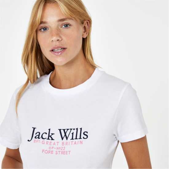 Дамски тениски и фланелки Jack Wills Eccleston Crop T-Shirt Бяло Jack Wills Eccleston Crop T-Shirt Бяло Дамски тениски и фланелки