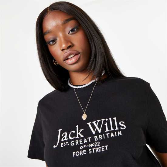 Дамски тениски и фланелки Jack Wills Eccleston Crop T-Shirt Черно Jack Wills Eccleston Crop T-Shirt Черно Дамски тениски и фланелки