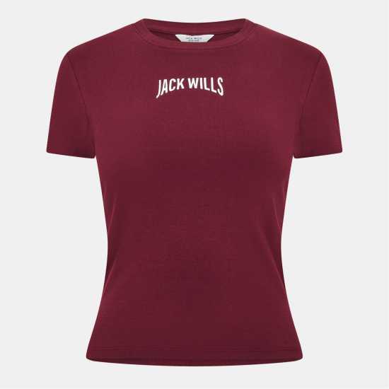 Jack Wills Graphic Baby Tee Ld54 Вино Jack Wills Graphic Baby Tee Ld54 Вино