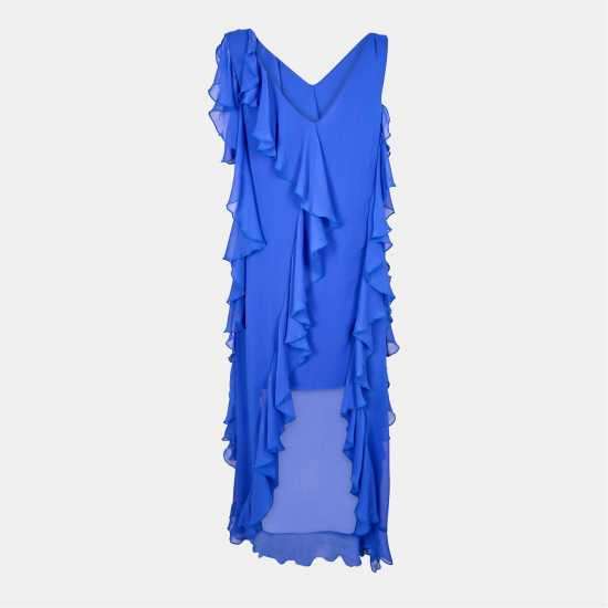 Biba Ruffle Dip Drs Ld53 Blue Дамски поли и рокли