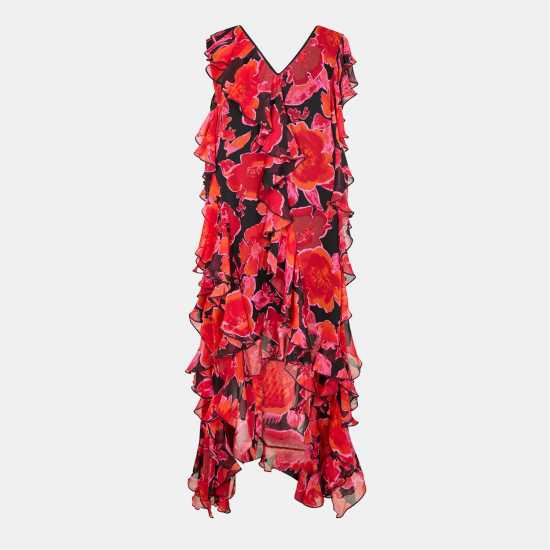 Biba Ruffle Dip Drs Ld53 Floral Print Дамски поли и рокли