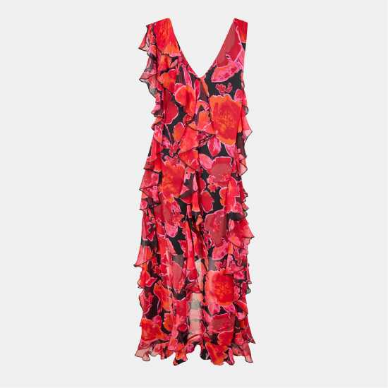 Biba Ruffle Dip Drs Ld53 Floral Print Дамски поли и рокли
