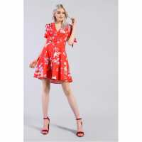 Glamorous Floral Print Skater Mini Dress  Дамски поли и рокли