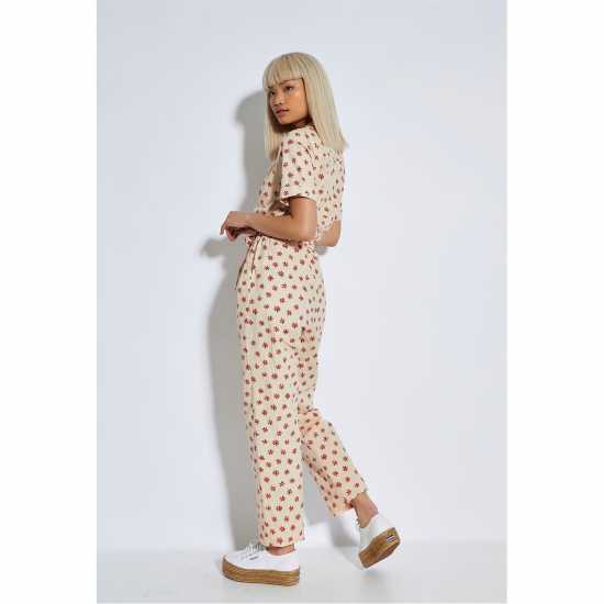 Glamorous Daisy Tie Waist Button Front Jumpsuit  Дамски поли и рокли