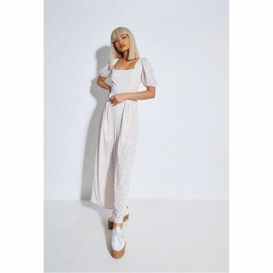 Дамски поли и рокли Glamorous White Pink Cluster Ditsy Jumpsuit Glamorous White Pink Cluster Ditsy Jumpsuit Дамски поли и рокли