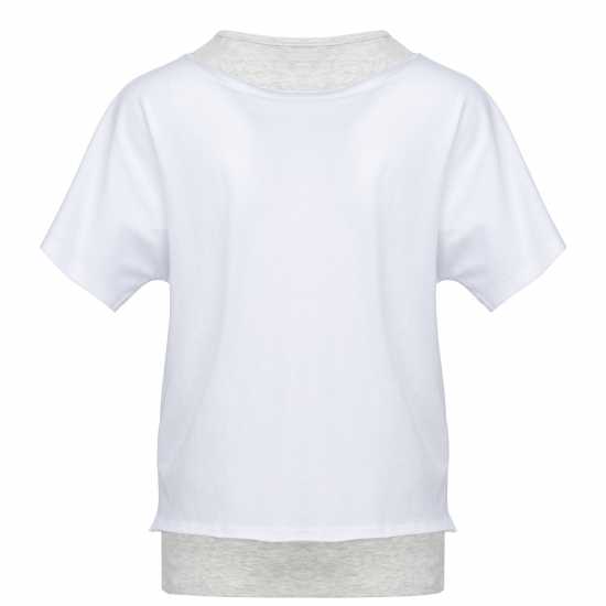 Golddigga Дамска Тениска Double Plain T Shirt Ladies White/Grey M - Дамски тениски и фланелки