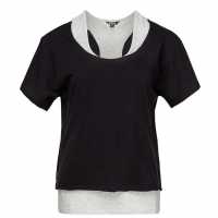 Golddigga Дамска Тениска Double Plain T Shirt Ladies Black/Grey Дамски тениски и фланелки