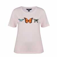 Golddigga Дамска Тениска Fashion T Shirt Ladies Lilac Btrfly Дамски тениски и фланелки
