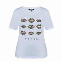 Golddigga Дамска Тениска Fashion T Shirt Ladies White Lip Дамски тениски и фланелки