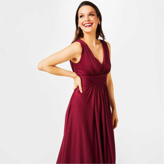 Biba Bridesmaid Dip Hem Maxi Dress Ягода Дамски поли и рокли