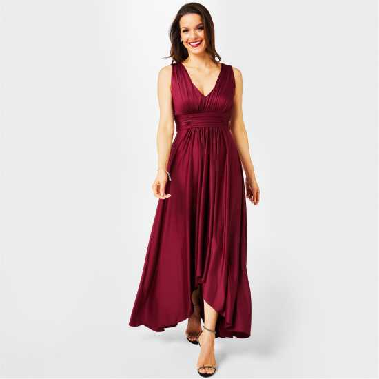 Biba Bridesmaid Dip Hem Maxi Dress Ягода Дамски поли и рокли