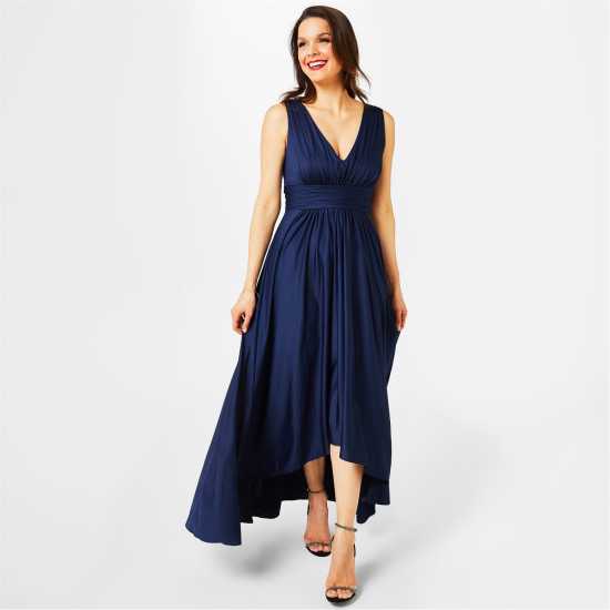 Biba Bridesmaid Dip Hem Maxi Dress Морска синьо Дамски поли и рокли