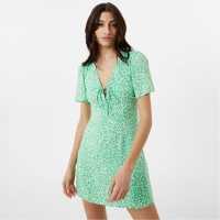 Jack Wills Cut Out Mini Dress Green Print Дамски поли и рокли