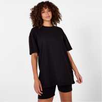 Firetrap Дамски Комплект Тениска И Шорти T Shirt And Shorts Set Ladies Black Дамски тениски с яка