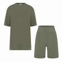 Firetrap Дамски Комплект Тениска И Шорти T Shirt And Shorts Set Ladies Khaki Дамски тениски с яка