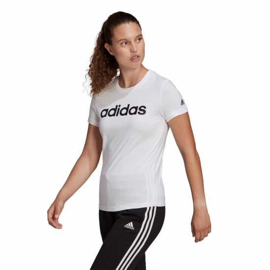 Adidas Essentials Logo T-Shirt Womens Линейна бяла Дамски тениски и фланелки