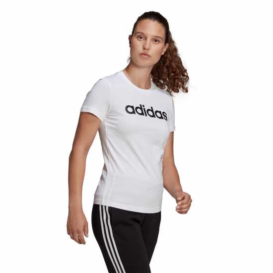 Adidas Essentials Logo T-Shirt Womens Линейна бяла Дамски тениски и фланелки