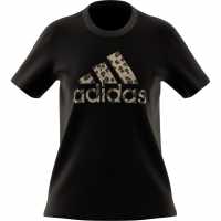 Adidas Qt T-Shirt Womens Black Animal Дамски тениски и фланелки