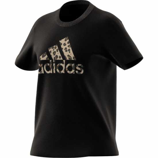 Adidas Qt T-Shirt Womens Black Animal Дамски тениски и фланелки