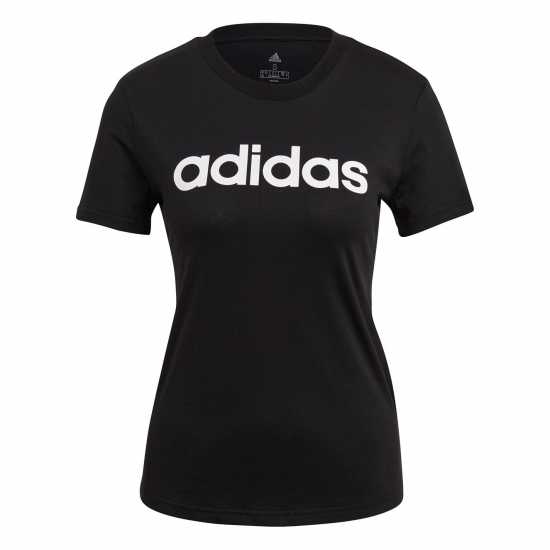 Adidas Essentials Logo T-Shirt Womens Линейно черно Дамски тениски и фланелки