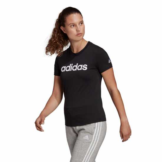 Adidas Qt T-Shirt Womens Linear Black Дамски тениски с яка