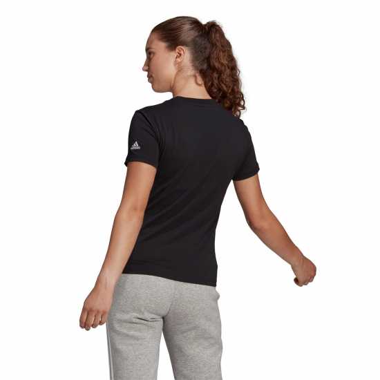 Adidas Essentials Logo T-Shirt Womens Линейно черно Дамски тениски и фланелки