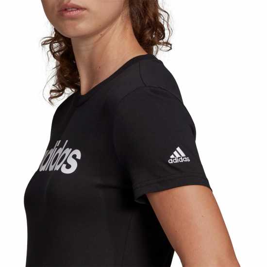Adidas Essentials Logo T-Shirt Womens Линейно черно Дамски тениски и фланелки