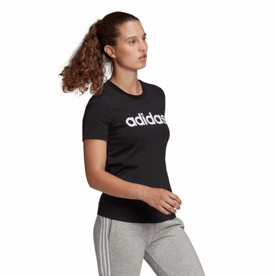 Adidas Essentials Logo T-Shirt Womens Линейно черно Дамски тениски и фланелки