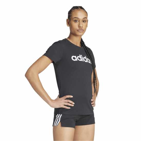 Дамски тениски и фланелки Adidas Essentials Logo T-Shirt Womens Линейно черно Adidas Essentials Logo T-Shirt Womens Линейно черно Дамски тениски и фланелки