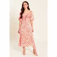 Influence Satin Midi Drs Ld99 Pink Дамски поли и рокли