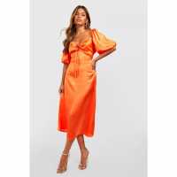 Influence Satin Midi Drs Ld99 Orange Дамски поли и рокли